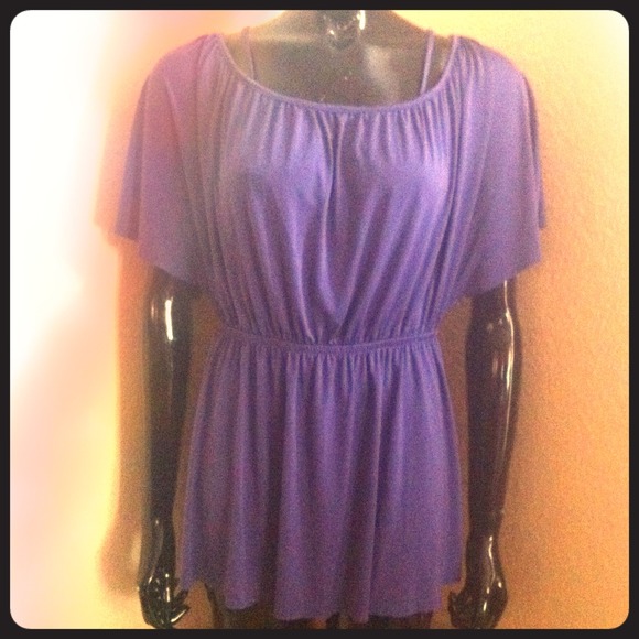 SOLDPretty Purple Elastic Waist Top Size