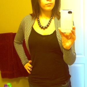 Silver beaded necklace covered in black mesh