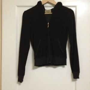 Juicy Couture Black Velour Hoodie size M.
