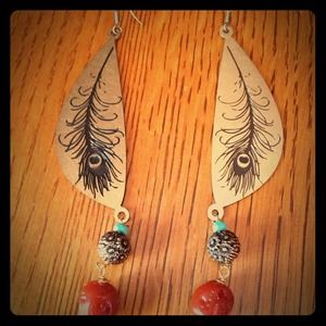 NEW~ Soft Surroundings ~ Peacock Feather Earrings