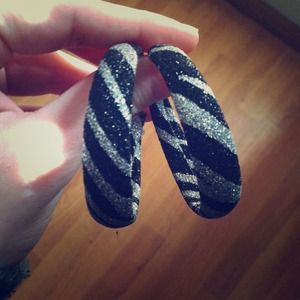 Black n silver hoop earrings