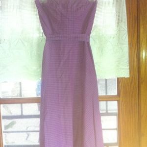 Pink & Purple Plaid Strapless Dress