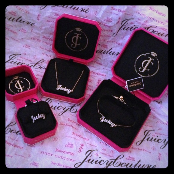 Juicy Couture Script necklace,bracelet, and ring!!