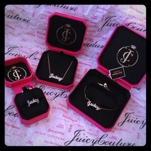 Juicy Couture Script necklace,bracelet, and ring!!