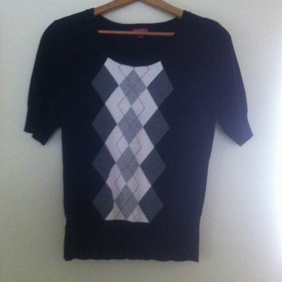 Black, gray, and white sweater.  Only worn once!