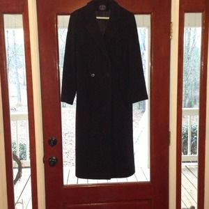 Long navy wool coat