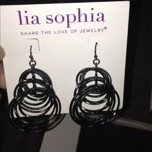 Gunmetal Circle Drop Earrings