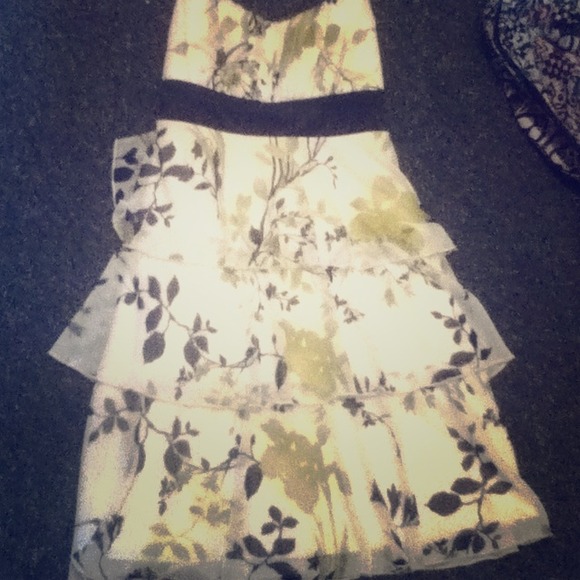 Green and black floral dress