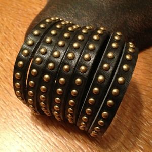 Gold studded leather bracelet