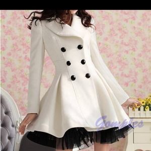 Reserved.  cute dress coat. white