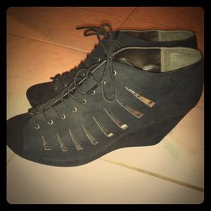 Black lace up ankle boots