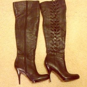*SOLD* Over the knee black cut out boots.