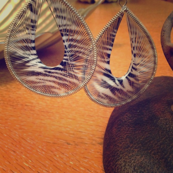 Zebra print thread earrings