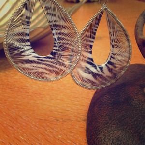 Zebra print thread earrings