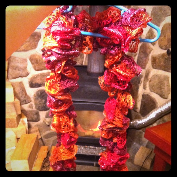 Homemade crocheted fluffy scarf