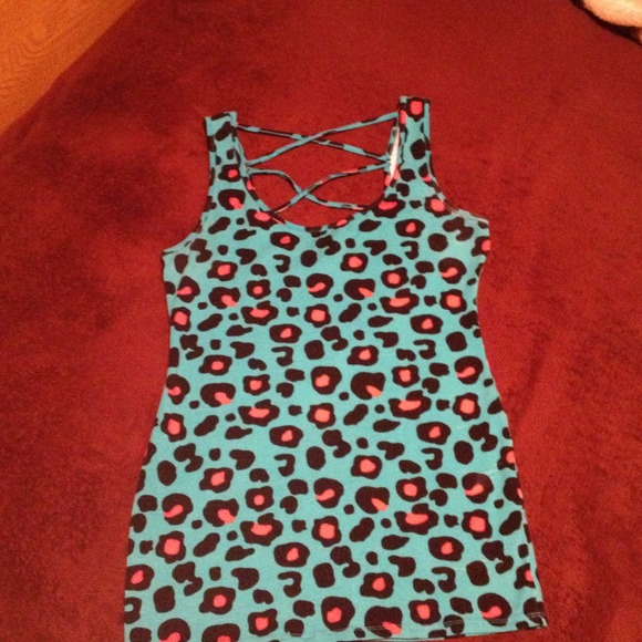 Turquoise Leopard Print Top