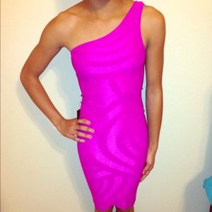 Beautiful Shiny Pink Bebe dress size small