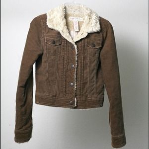 Abercrombie corduroy faux shearling jacket xs