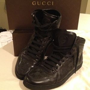 Men's new Gucci high top blk tennis shoes siz 11•5