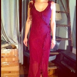 Dina Bar-el burgundy 100% silk gown