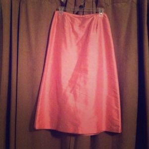Ann Taylor silk shantung pink tea length skirt.