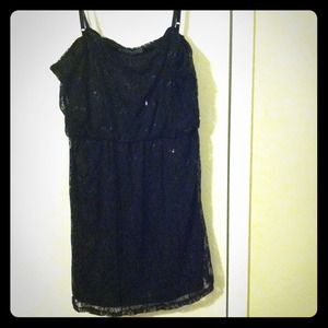 Black & black sequins mini dress