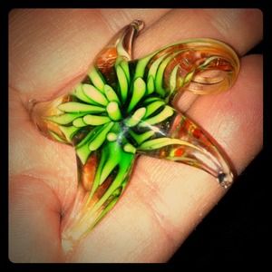 Hand blown glass starfish pendant