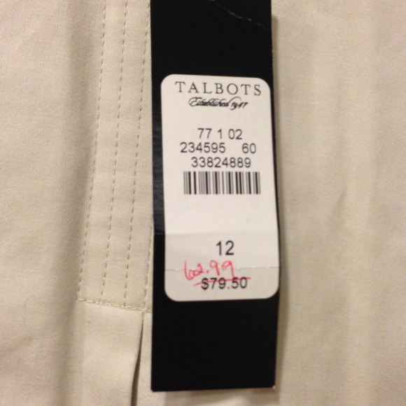 Talbots cream cotton/spandex pleat skirt - Picture 2 of 2