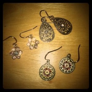3 Small Cute Pairs of Earrings (together).