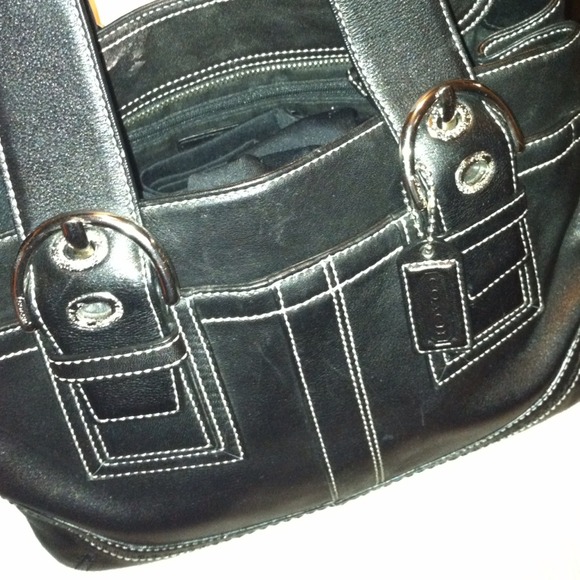 Reduced Black leather authentic coach bag