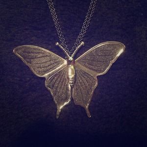 Dark Metallic Butterfly Necklace