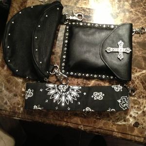 Package deal 2 bike purses and a bling bandanna