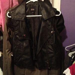 Black faux leather vest