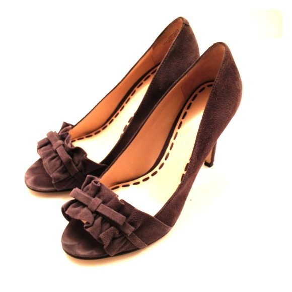 Suede peep toe heels