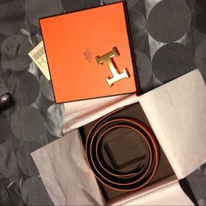 Hermes Belt Kit 32MM - BLACK/ORANGE - REVERSIBLE