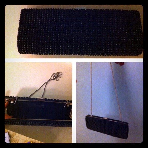 Black beaded evening bag