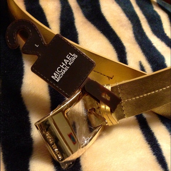 Michael Kors Accessories - Michael Kors Genuine Leather Gold Belt