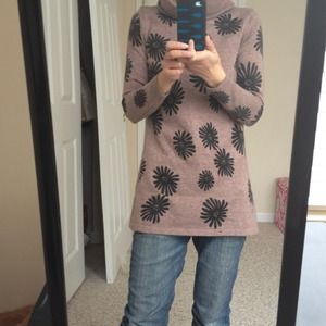 Floral turtle-neck sweater