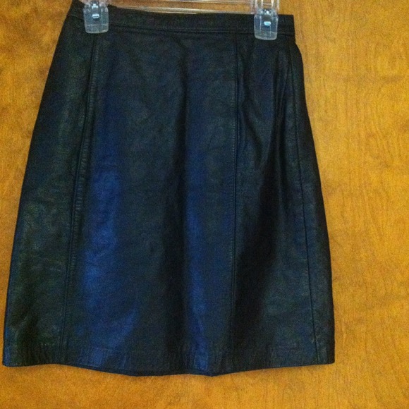 Genuine black leather skirt
