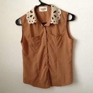 Vintage caramel button up tank