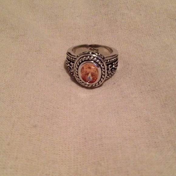 Size 6 silver ring with light brown stone