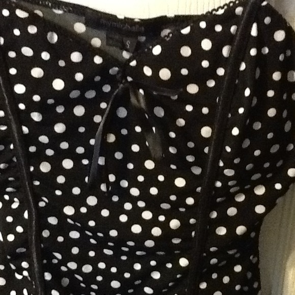 Black With White Poka Dots Top - Picture 2 of 3