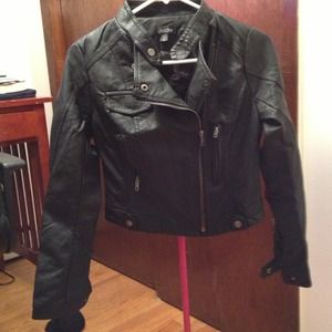 Black Motorcycle Jacket in PU Leather