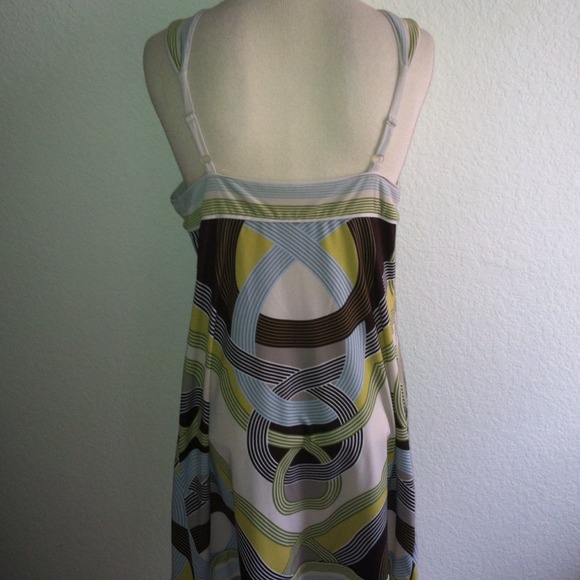 *BCBG* Sz L geometric spring dress 6 8 10 brown - Picture 3 of 4