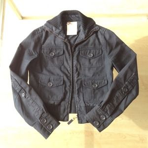 Anthropologie Navy Zip Front Jacket