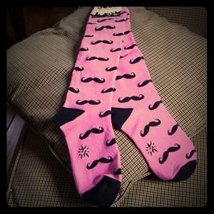 NEW! Mustache pink knee socks!!! NWT