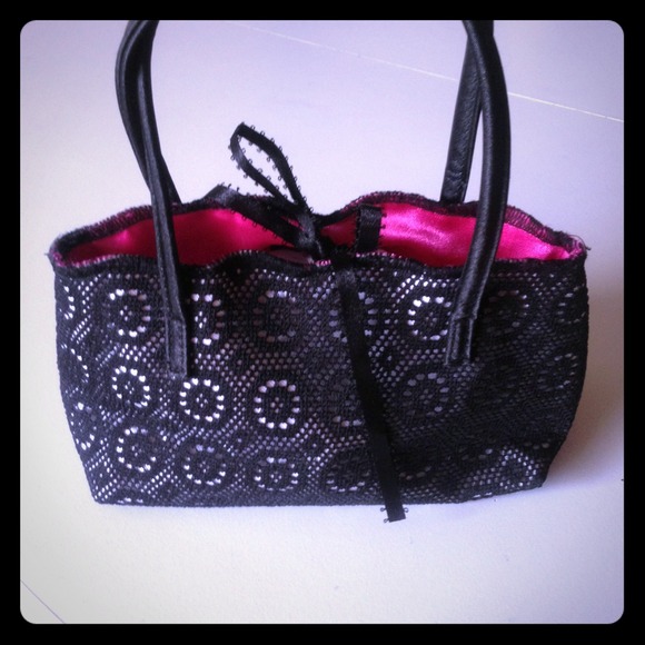 Traded!!!!!! Black lace overlay/satin mini handbag