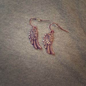 Mini rose gold angel wing earrings