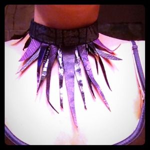 🎉One of kind leather choker purple/silver/black🎉