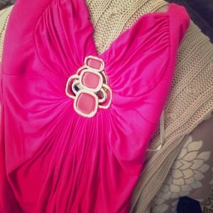Sassy hot pink and gold SKY halter top